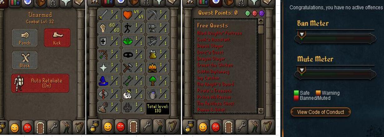 RuneScape CDKey : OldSchool Acc with att1 str60 def1 ranged 1 , it does not bind email ,so it is much safe to buyer.