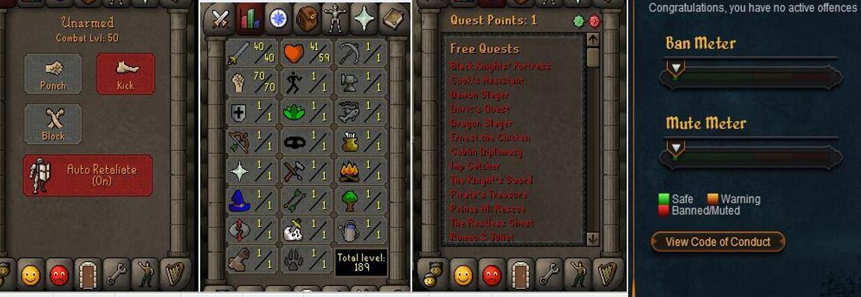 RuneScape CDKey : OldSchool Acc with att40 str70 def1 ranged 1 , it does not bind email ,so it is much safe to buyer.