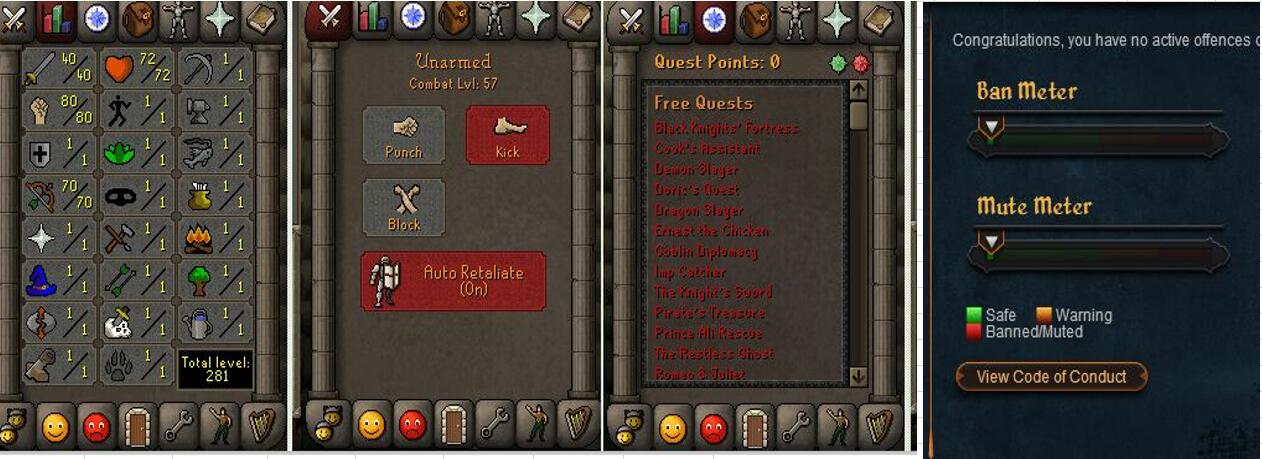 RuneScape CDKey : OldSchool Acc with att40 str80 def1 ranged 70 , it does not bind email ,so it is much safe to buyer.