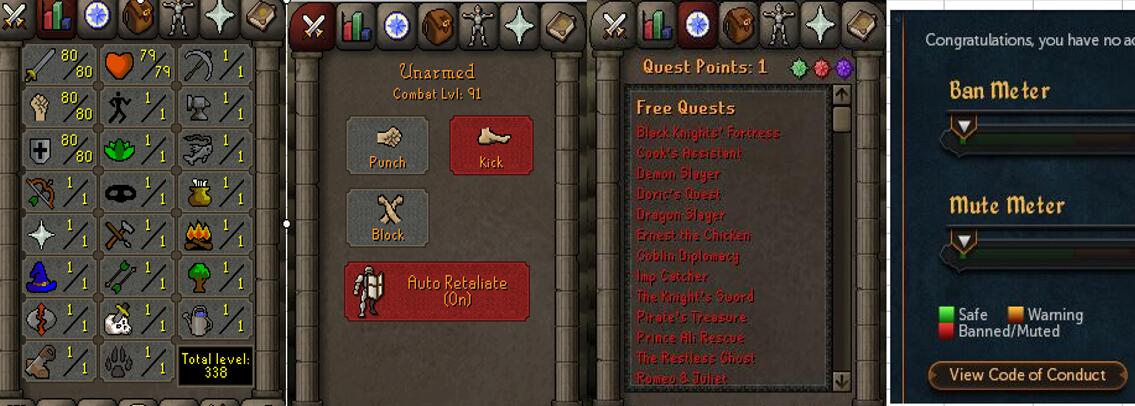 RuneScape CDKey : OldSchool Acc with att80 str80 def80 ranged 1 , it does not bind email ,so it is much safe to buyer.