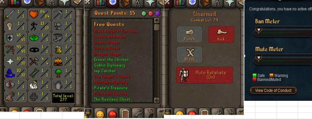 RuneScape CDKey : OldSchool Acc with att1 str1 def45 ranged 95 , it does not bind email ,so it is much safe to buyer.